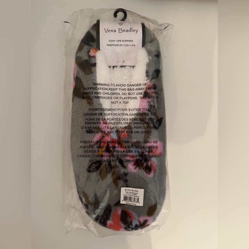 NWT Vera Bradley Rosy Outlook Slippers Medium